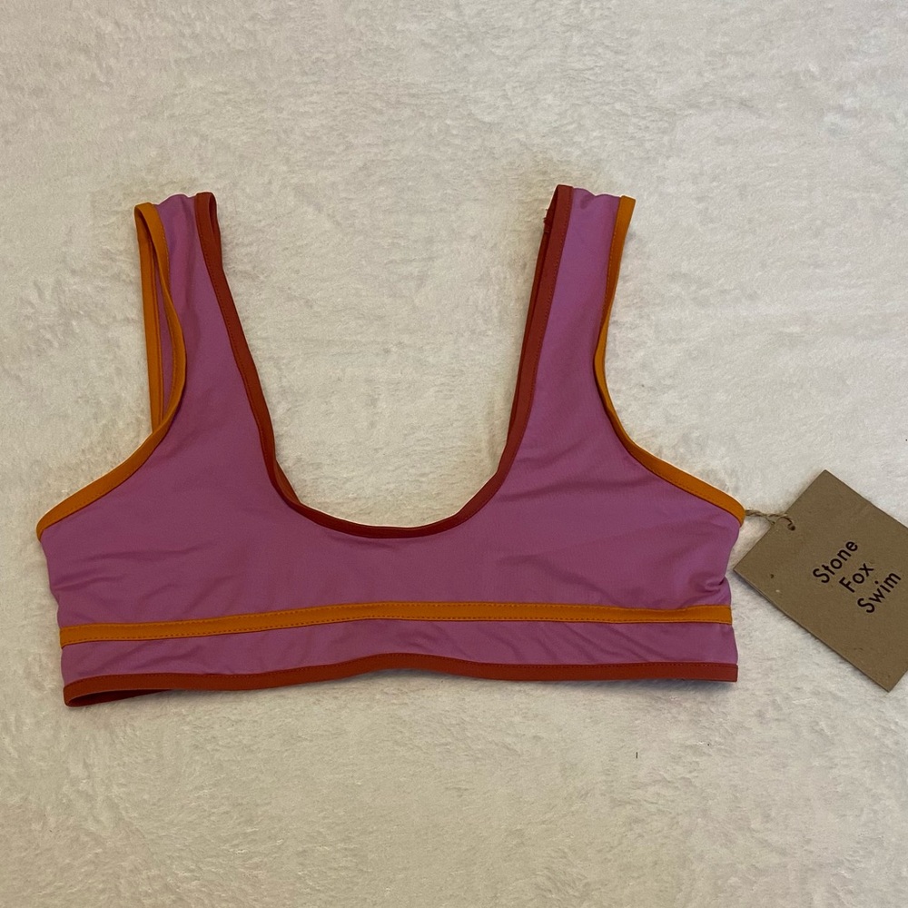 NWT Stone Fox Swim X Free People Dahlia Pink & Orange bikini top